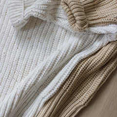 Cozy Chunky Knit Sweater | Speckled White