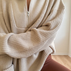 Slow Sundays Half Zip Sweater | Tan