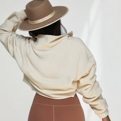 Cream Cropped Quarter Zip