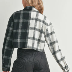 Color Block Cropped Flannel