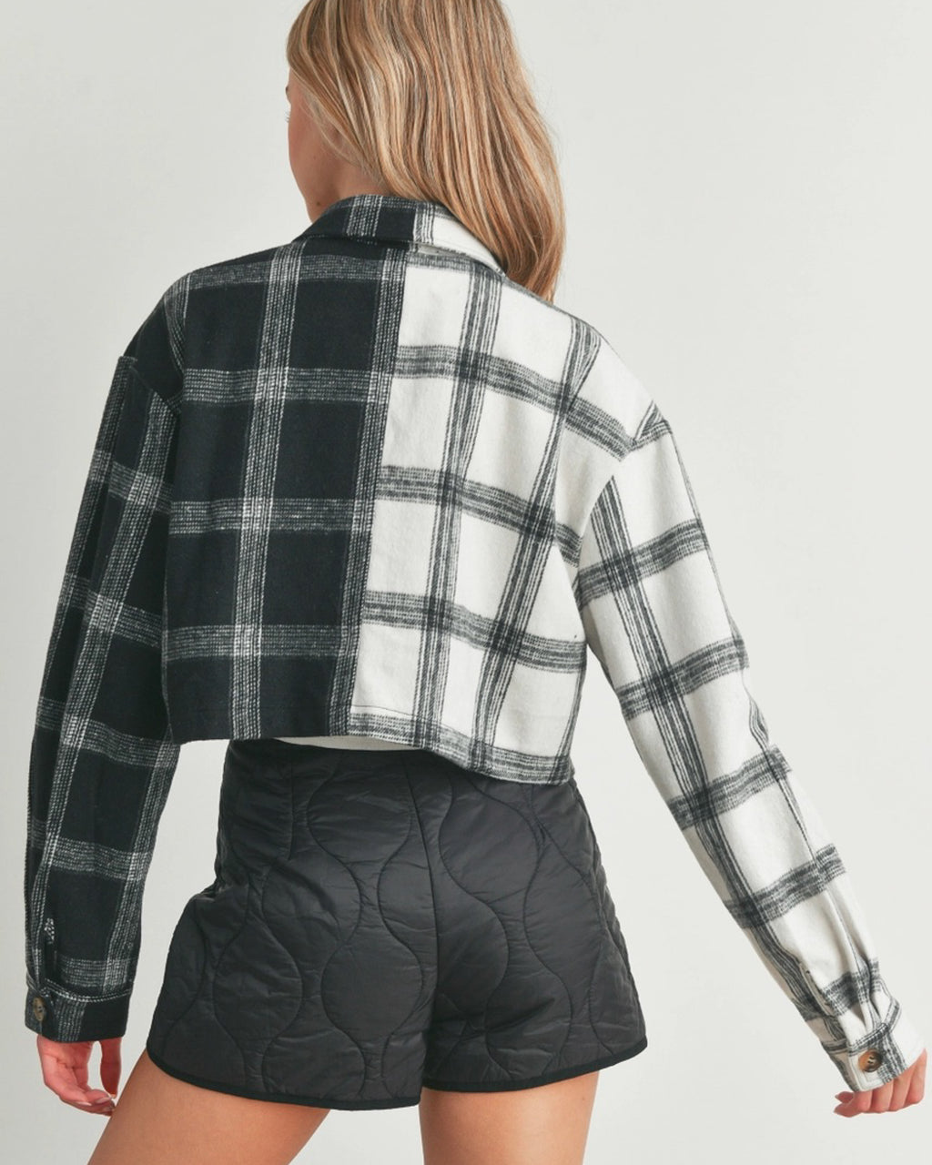 Color Block Cropped Flannel