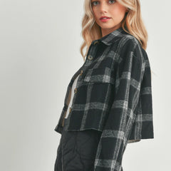 Color Block Cropped Flannel