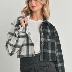 Color Block Cropped Flannel