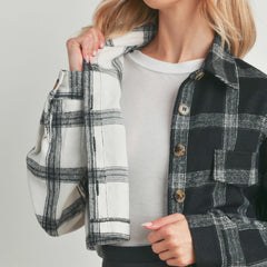 Color Block Cropped Flannel