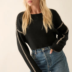 Stitch Seam Cropped Sweater