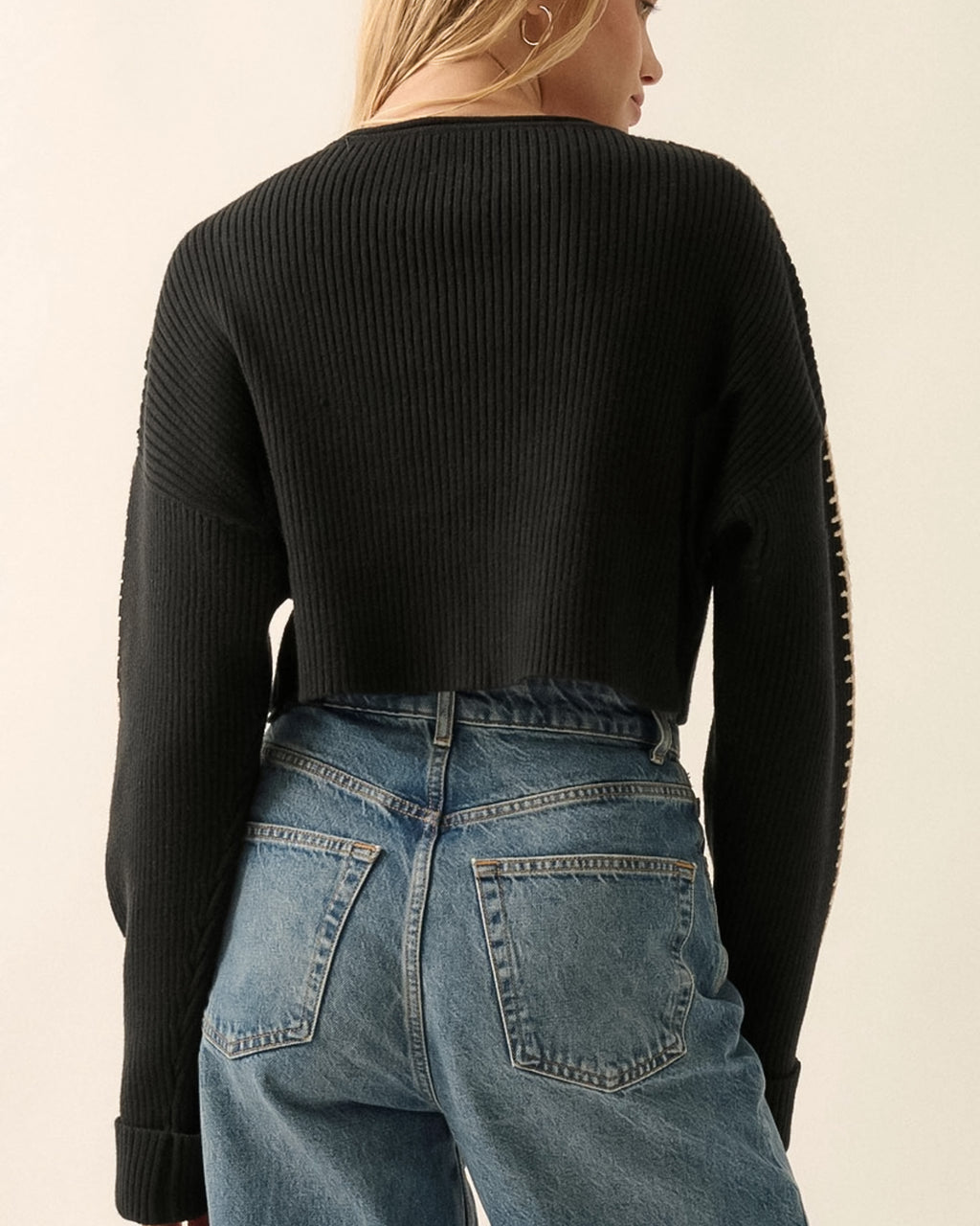 Stitch Seam Cropped Sweater