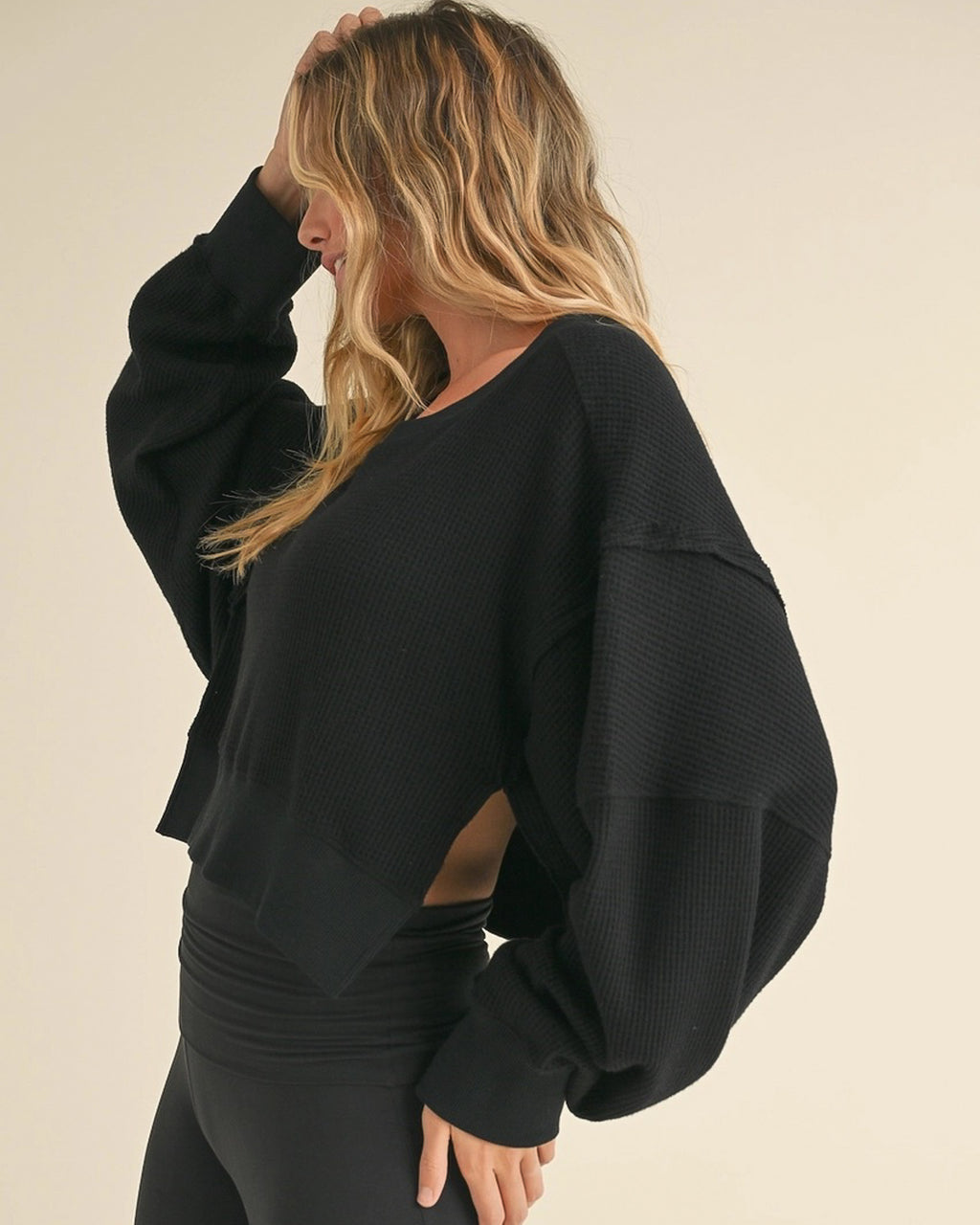 Lounge Luxe Cropped Crew | Black