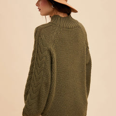 Cabled Comfort High Neck Sweater