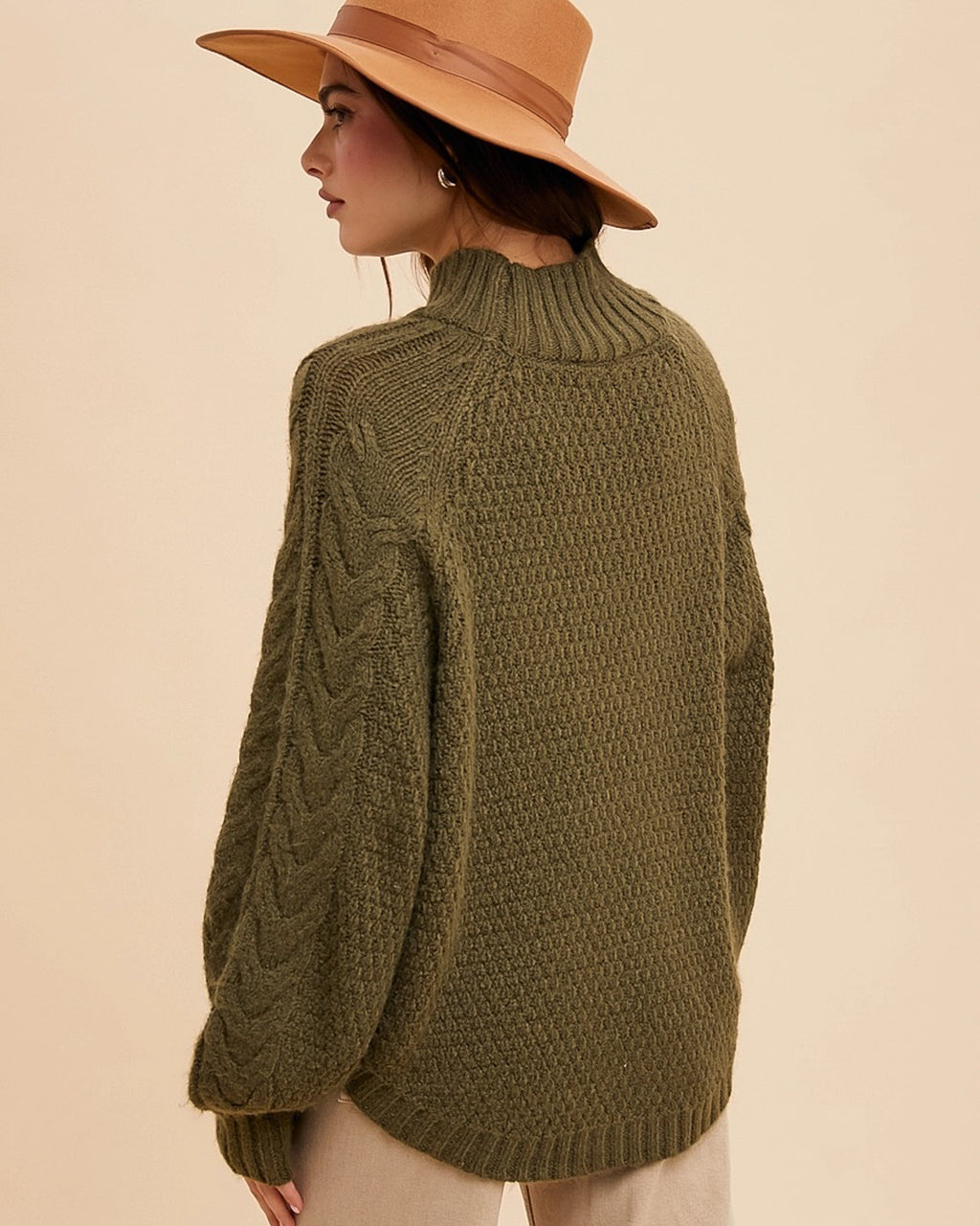 Cabled Comfort High Neck Sweater