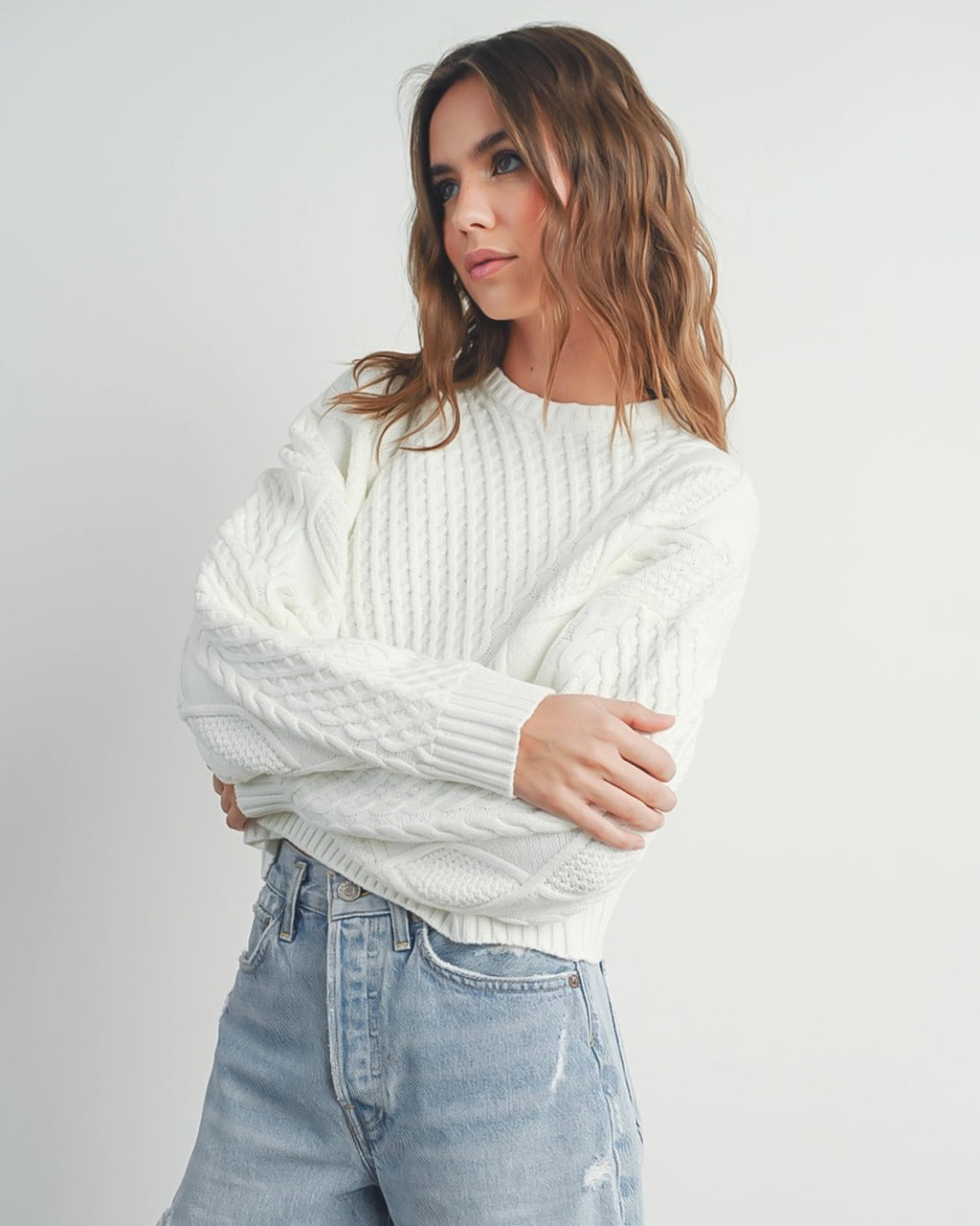 Relaxed Cable Knit Sweater