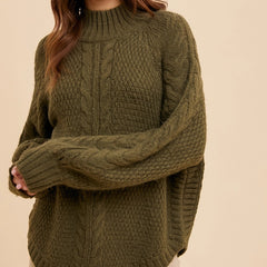 Cabled Comfort High Neck Sweater