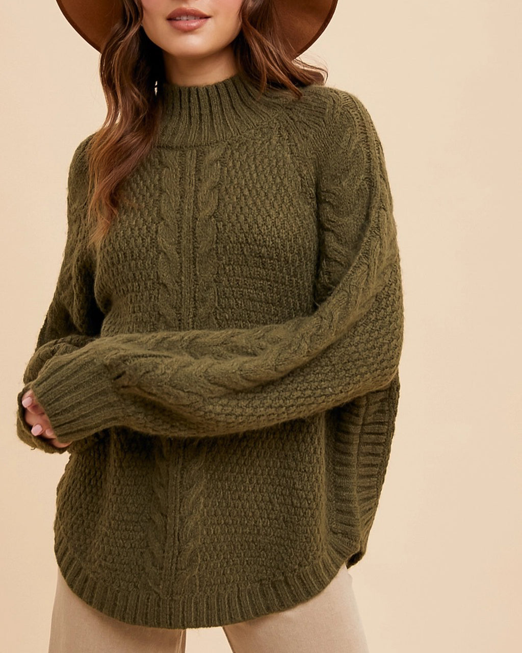 Cabled Comfort High Neck Sweater