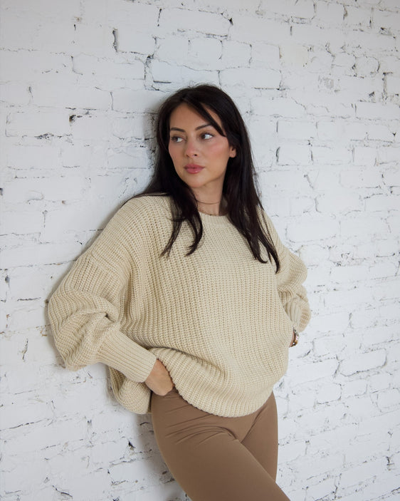 Cozy Chunky Knit Sweater | Beige