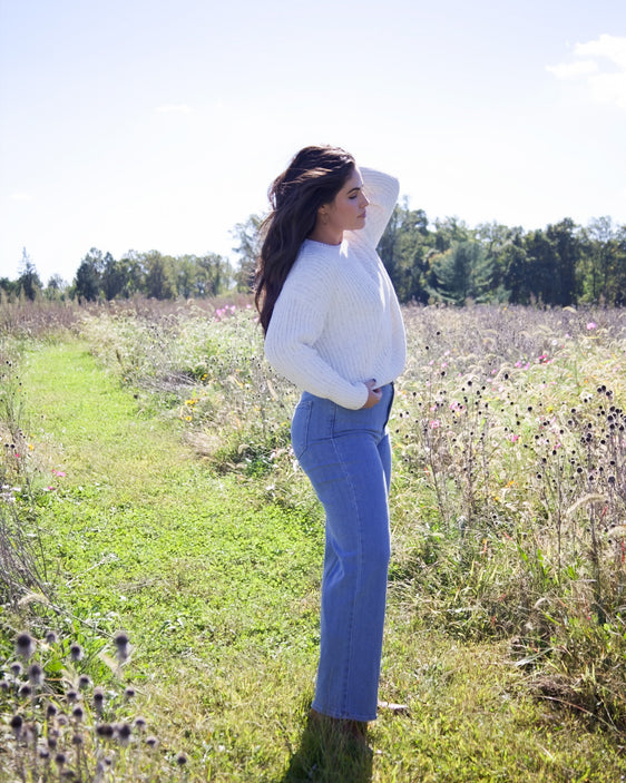 Cozy Chunky Knit Sweater | Speckled White