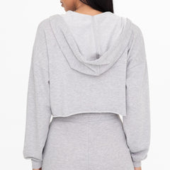 Cropped Zip Up Hoodie | Grey