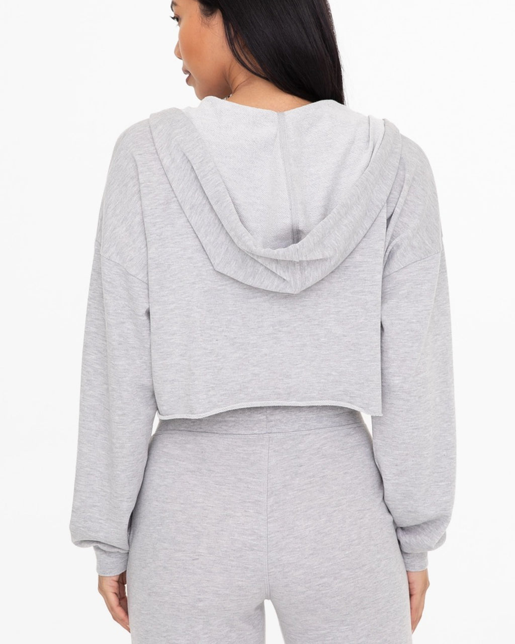 Cropped Zip Up Hoodie | Grey