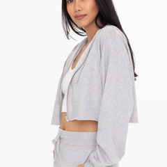 Cropped Zip Up Hoodie | Grey