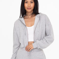 Cropped Zip Up Hoodie | Grey