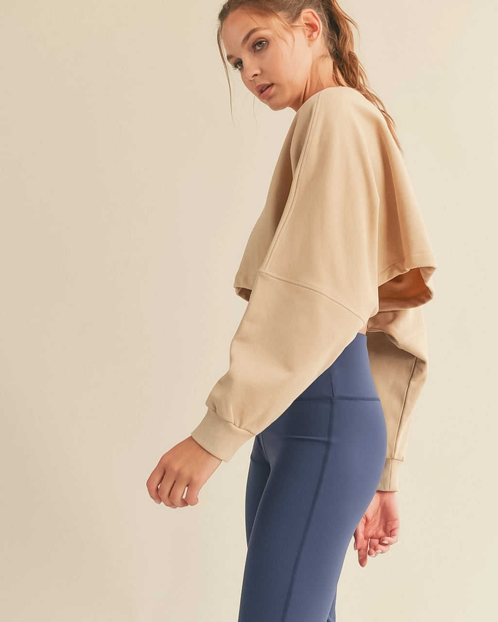 Cream Cropped Sweatshirt