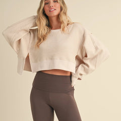 Lounge Luxe Cropped Crew | Cream