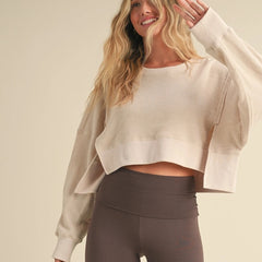 Lounge Luxe Cropped Crew | Cream