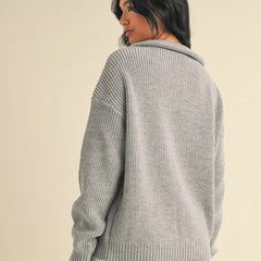 Slow Sundays Half Zip Sweater | Grey