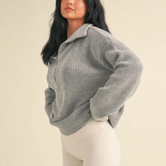 Slow Sundays Half Zip Sweater | Grey