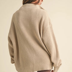 Slow Sundays Half Zip Sweater | Tan