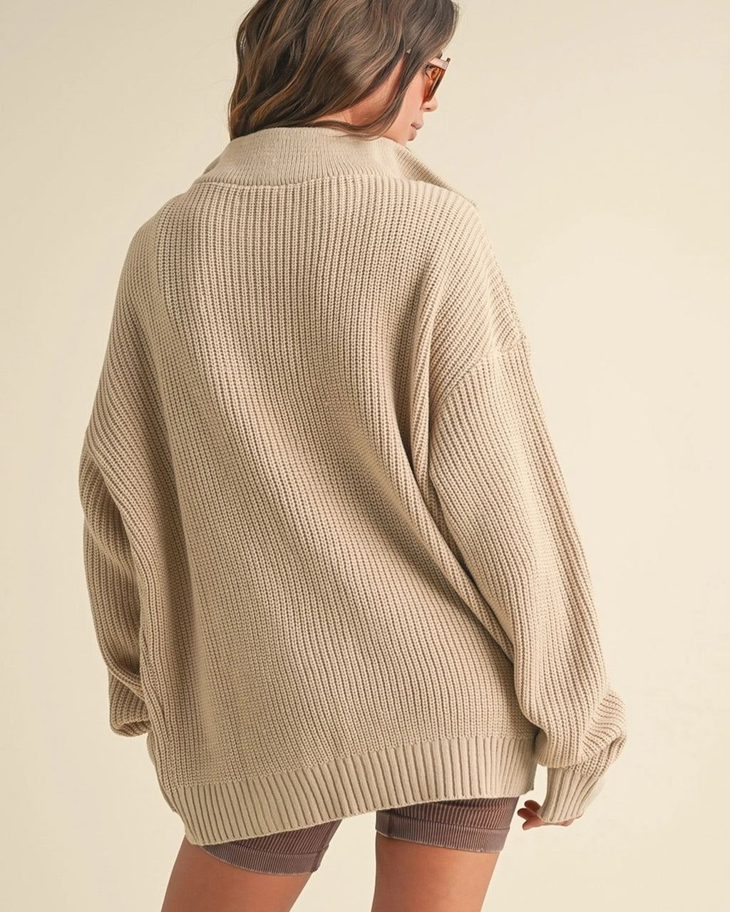 Slow Sundays Half Zip Sweater | Tan