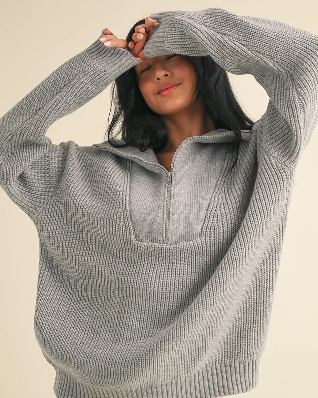 Slow Sundays Half Zip Sweater | Grey