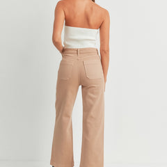 Patch Pocket Wide Leg Jeans | Latte