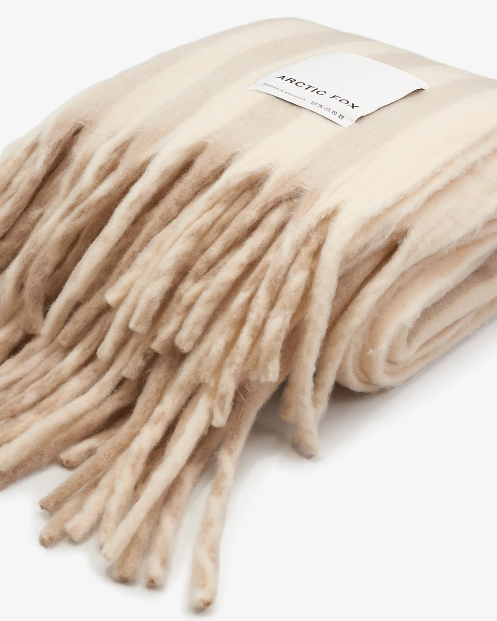 The Wool Stripe Throw - Cream & Taupe