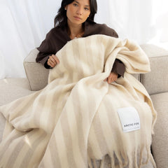 The Wool Stripe Throw - Cream & Taupe